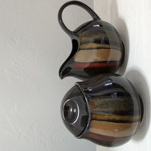 VINTAGE Glazed Creamer & Sugar Bowl